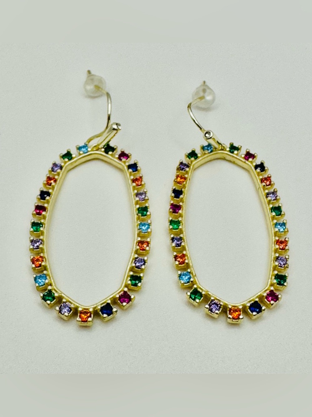 Kendra Scott Elle Open Frame Drop Earrings Multi Color NEW Gold Tone